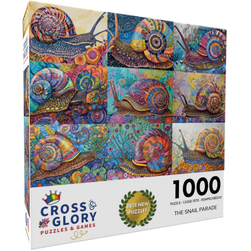 Cross & Glory - The Snail Parade - 1000 Piece Jigsaw Puzzle for Adults | Colorful Whimsical Snail Artwork | Premium Ribbon-Cut Puzzle with Satin Finish - Image 2