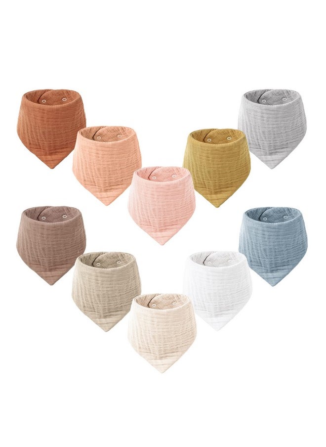 Konssy Muslin Baby Bibs 10 Pack Baby Bandana Drool Bibs 100% Cotton For Unisex Boys Girls 10 Solid Colors Set For Teething And Drooling  - Image 2