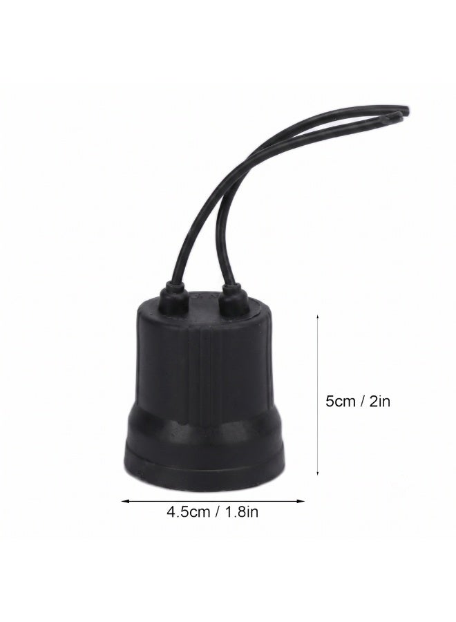 2 Pieces E27 Light Bulb Socket Holder with Pigtail Wires, Black Waterproof Lamp Base Adapter for LED & Incandescent Bulbs (2-Pack) - Image 4