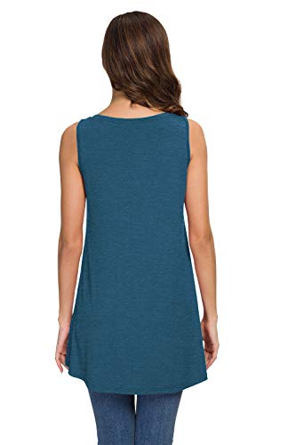 AWULIFFAN Women's Summer Sleeveless V-Neck T-Shirt Short Sleeve Sleepwear Tunic Tops Blouse Shirts (Variegated Blue,Medium) - Image 3