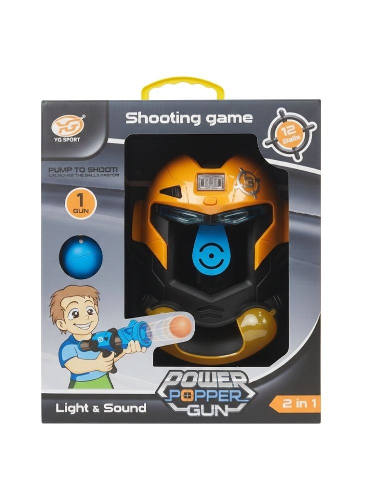 Premium Power Popper Gun Mask Set – Yellow & Black Shooting Helmet with Light, Sound & Soft Ball Blaster - Image 2