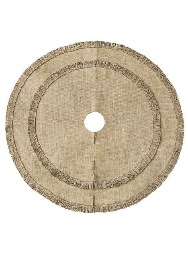 Ivenf Christmas Tree Skirt, 30 inches Small Plain Burlap Tree Skirt with Tassels, Natural Jute Tree Skirt for Xmas Home Decor Indoor, Fall Winter Rustic Christmas Decorations for Slim Pencil Tree - Image 2