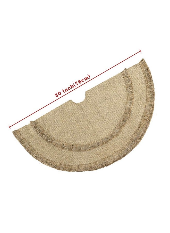 Ivenf Christmas Tree Skirt, 30 inches Small Plain Burlap Tree Skirt with Tassels, Natural Jute Tree Skirt for Xmas Home Decor Indoor, Fall Winter Rustic Christmas Decorations for Slim Pencil Tree - Image 3