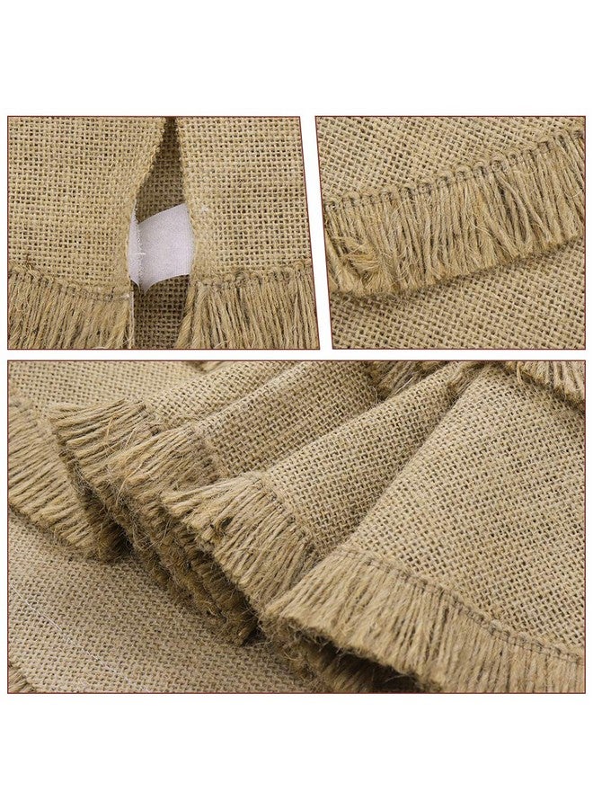 Ivenf Christmas Tree Skirt, 30 inches Small Plain Burlap Tree Skirt with Tassels, Natural Jute Tree Skirt for Xmas Home Decor Indoor, Fall Winter Rustic Christmas Decorations for Slim Pencil Tree - Image 4