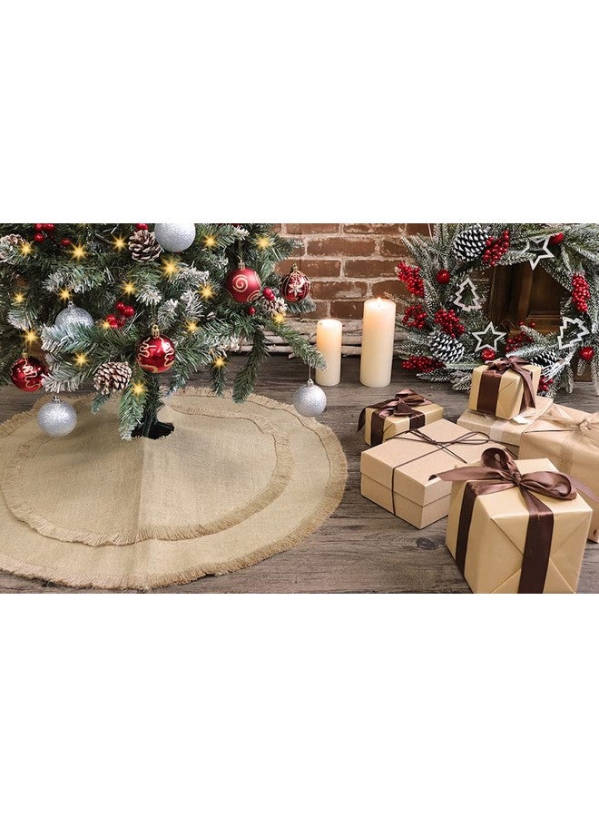 Ivenf Christmas Tree Skirt, 30 inches Small Plain Burlap Tree Skirt with Tassels, Natural Jute Tree Skirt for Xmas Home Decor Indoor, Fall Winter Rustic Christmas Decorations for Slim Pencil Tree - Image 5
