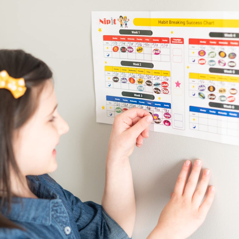 Nipit Reward Chart for Kids - Stop Thumb Sucking & Nail Biting Tracker, Encourage Good Behavior with Fun Stickers, Interactive Behavior Chart for Home, Colorful Design, Ideal for Toddlers & Children - Image 4