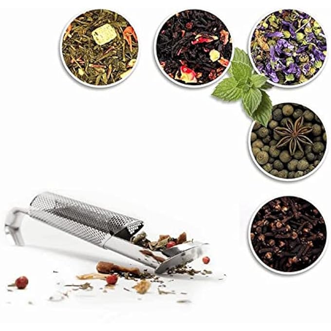 إكسفور مصفاة شاي مع صندوق هدايا، مصفاة شاي للشاي السائب، قطعتان، موزع شاي من الفولاذ المقاوم للصدأ، مصفاة شاي بمقبض طويل للشاي، توابل قهوة، توابل، هدايا للأم والأب - Image 4