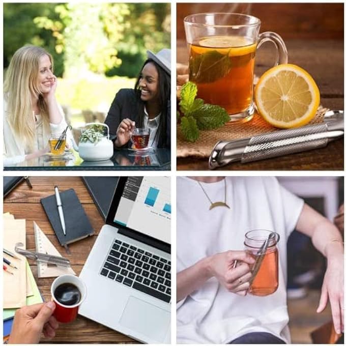 إكسفور مصفاة شاي مع صندوق هدايا، مصفاة شاي للشاي السائب، قطعتان، موزع شاي من الفولاذ المقاوم للصدأ، مصفاة شاي بمقبض طويل للشاي، توابل قهوة، توابل، هدايا للأم والأب - Image 3