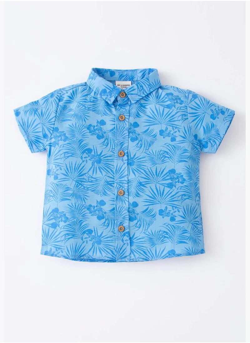 DeFacto Regular Fit Short Sleeve Printed Poplin Shirt