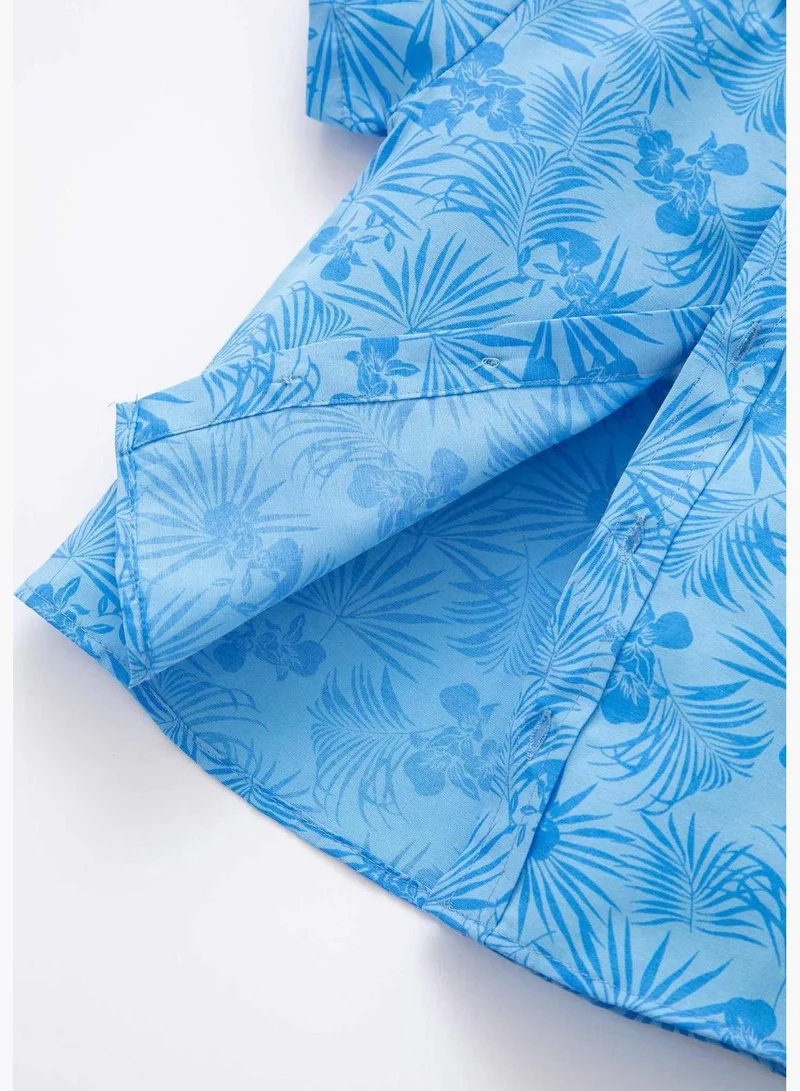DeFacto Regular Fit Short Sleeve Printed Poplin Shirt
