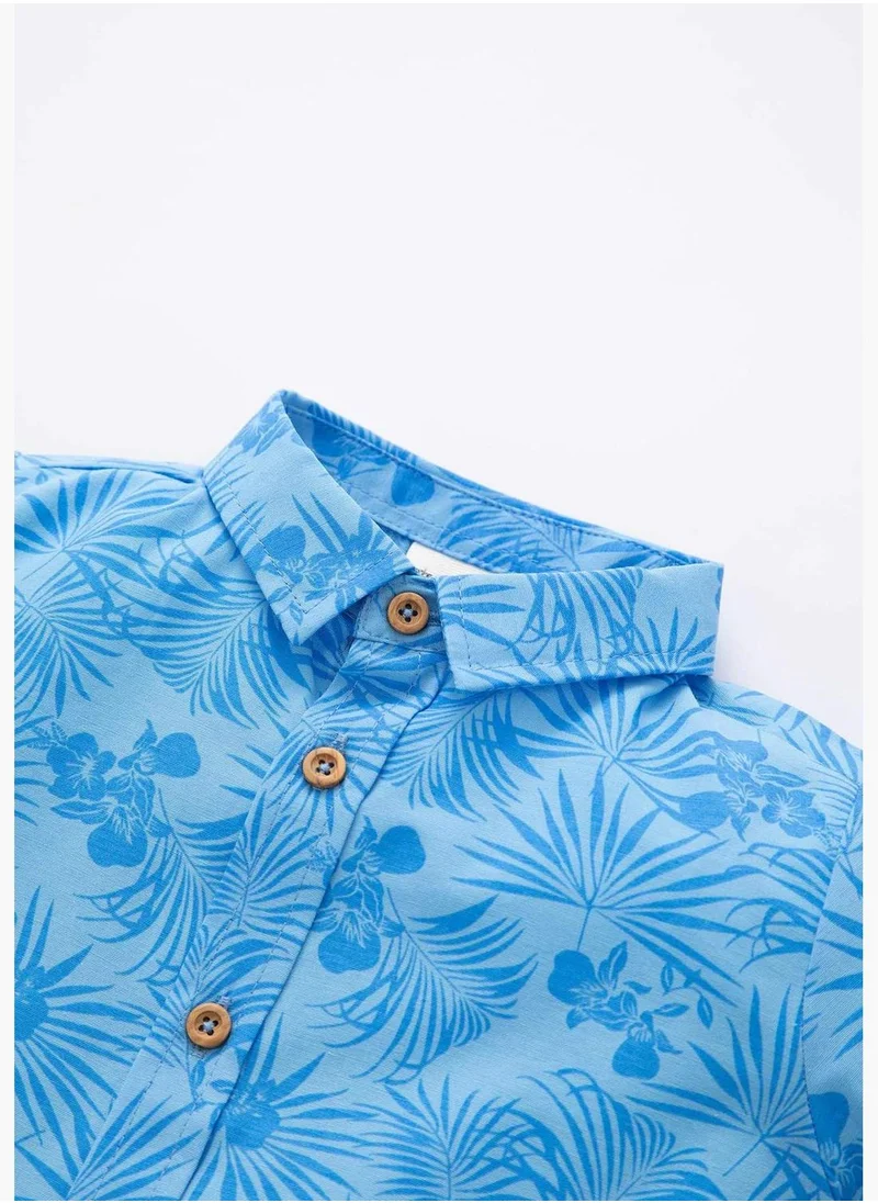 DeFacto Regular Fit Short Sleeve Printed Poplin Shirt