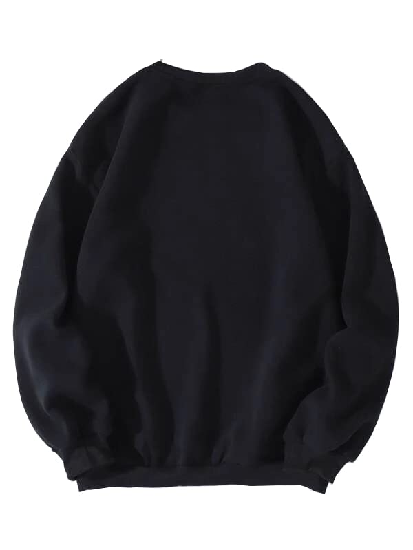 SXV STYLE Solid Plain Unisex Cotton Oversized Baggy Black Sweatshirt - Image 2