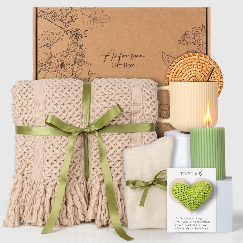 Anforsun Self Care Gifts for Women Get Well Soon Gifts, Birthday Baskets Care Package for Women, Thinking of You Feel Better Inspirational Basket for Mom Her Friend Sister Wife - Image 2