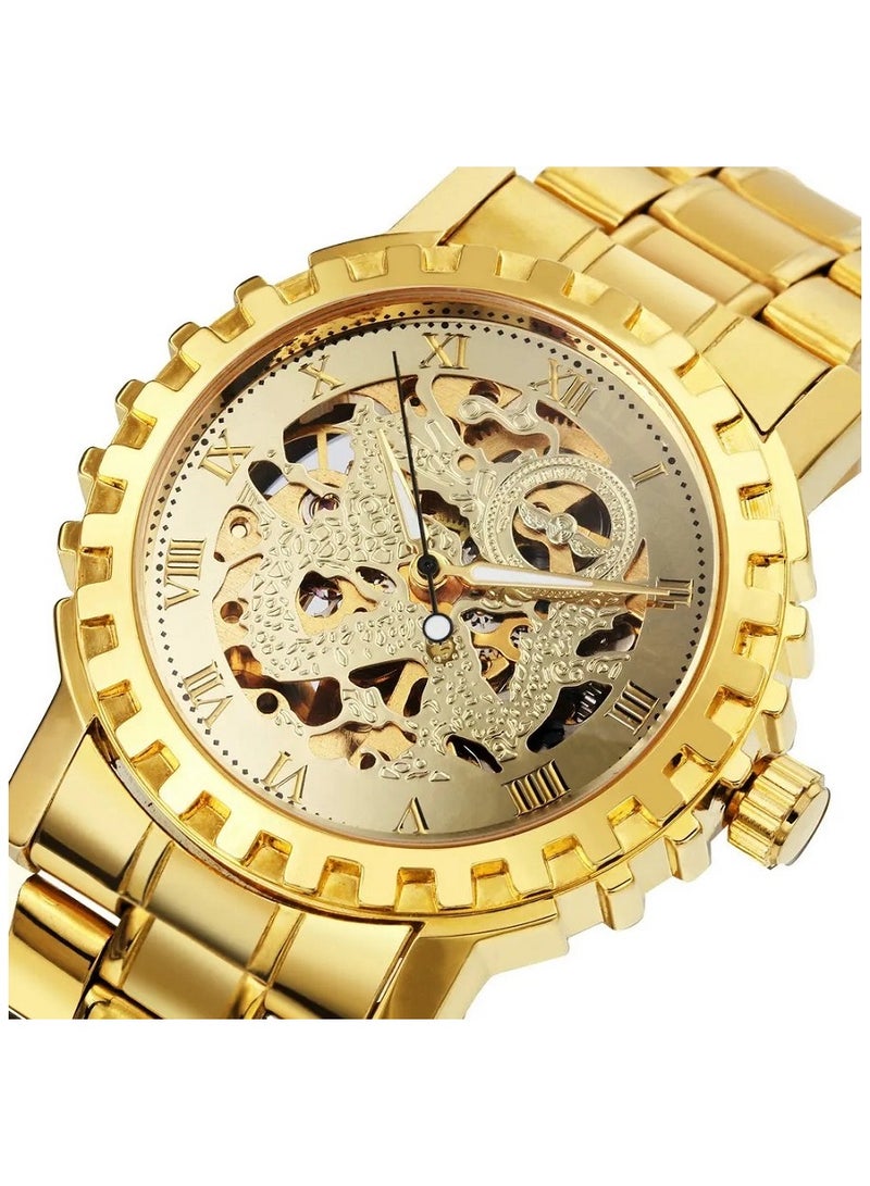 وينر ساعة يد رجالية أوتوماتيك ميكانيكية بعقارب وسوار ستانلس ستيل مقاوم للصدأ والماء - Image 1