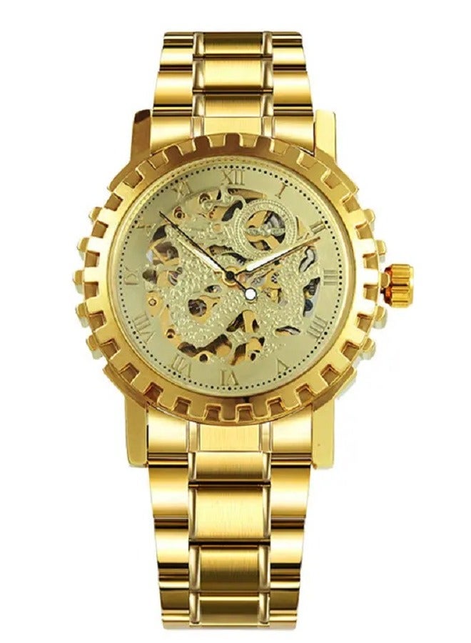 وينر ساعة يد رجالية أوتوماتيك ميكانيكية بعقارب وسوار ستانلس ستيل مقاوم للصدأ والماء - Image 2