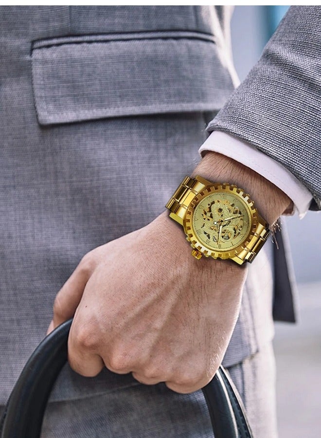 وينر ساعة يد رجالية أوتوماتيك ميكانيكية بعقارب وسوار ستانلس ستيل مقاوم للصدأ والماء - Image 3