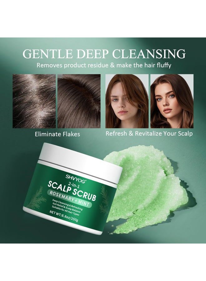 SHVYOG Scalp Scrub, Rosemary Exfoliator Scrub with Peppermint & Sea Salt, Anti-Dandruff Detox Clarifying Exfoliator Shampoo for Deep Scalp Cleanse with Scalp Massager - Image 4