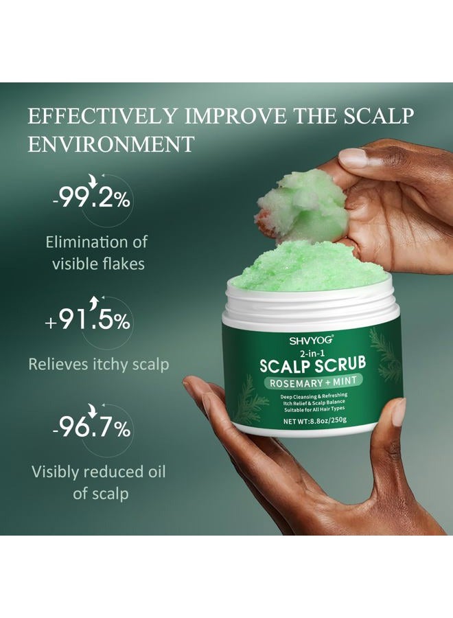 SHVYOG Scalp Scrub, Rosemary Exfoliator Scrub with Peppermint & Sea Salt, Anti-Dandruff Detox Clarifying Exfoliator Shampoo for Deep Scalp Cleanse with Scalp Massager - Image 5