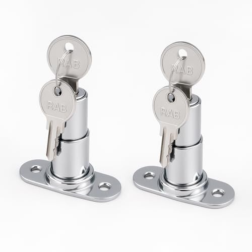 RAB Sliding Door Center Lock, Sliding Push Lock, for Furniture, Cabinet, Wardrobe (Code:- Centre Push, Size- 32mm, with 2 Keys, Pack of 2 PCS) - Image 1