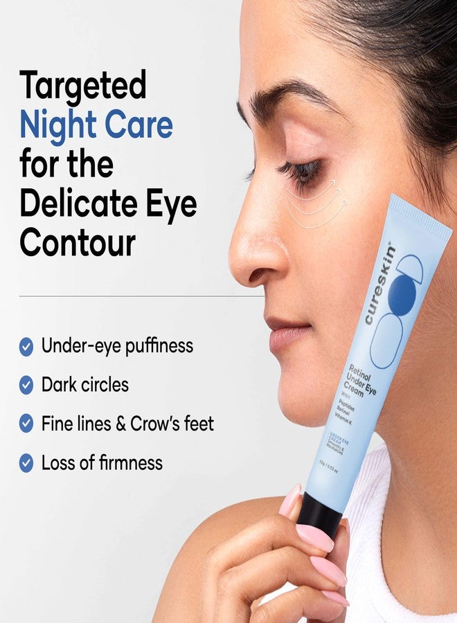 Cureskin Vitamin K + Retinol 0.1% Under Eye Cream | Reduces Dark Circles, Puffiness & Fine Lines | With Collagen Peptides | Night Cream for Women & Men | 15 g - Image 2