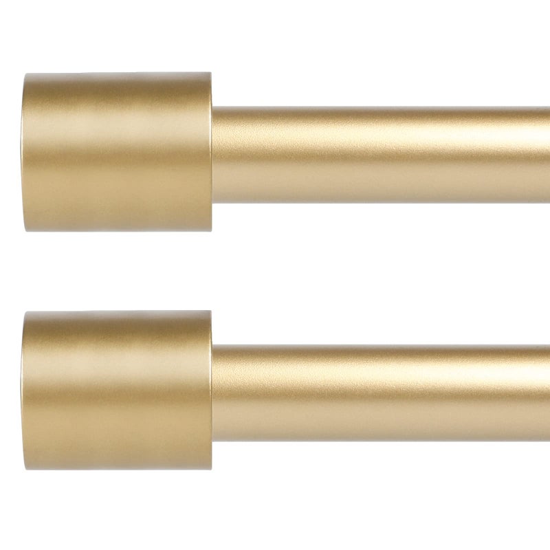 hei! dear 2 Pack Gold Curtain Rods for Windows 66 to 144 Inch5512ft1 Inch Diameter Heavy Duty Curtain RodsCylindrical End Cap Curtain RodModern Adjustable Drapery RodsWindow Curtains Rod 66144Gold 