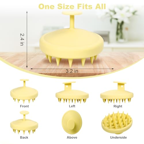 Meartchy Silicone Scalp Massager, Scalp Scrubber for Hair Growth with Soft Bristles, Scalp Exfoliator Brush Dandruff Removal Shampoo Brush for Wet Dry Scalp Care (Light Yellow) - Image 2