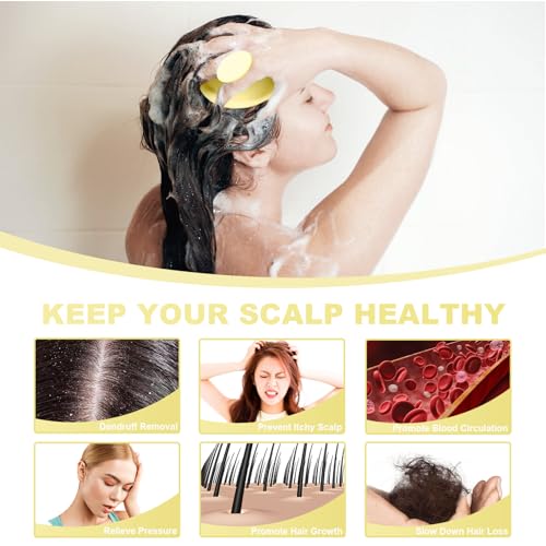 Meartchy Silicone Scalp Massager, Scalp Scrubber for Hair Growth with Soft Bristles, Scalp Exfoliator Brush Dandruff Removal Shampoo Brush for Wet Dry Scalp Care (Light Yellow) - Image 4