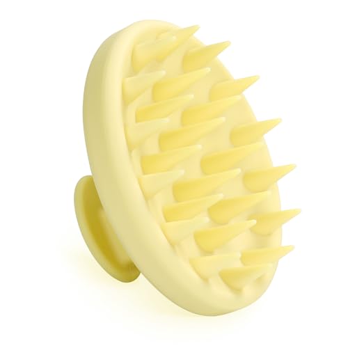 Meartchy Silicone Scalp Massager, Scalp Scrubber for Hair Growth with Soft Bristles, Scalp Exfoliator Brush Dandruff Removal Shampoo Brush for Wet Dry Scalp Care (Light Yellow) - Image 1