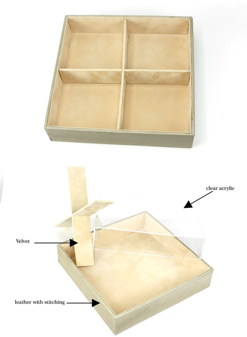 LAMSIT IBDAA Jewellery Box with Removable Divider | Storage Box | Multipurpose Box | Jewellery Organiser | Jewellery Box with Clear Lid - Image 3