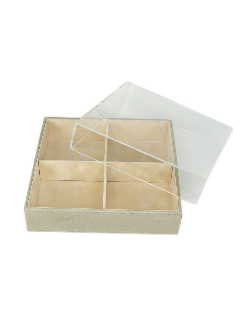 LAMSIT IBDAA Jewellery Box with Removable Divider | Storage Box | Multipurpose Box | Jewellery Organiser | Jewellery Box with Clear Lid - Image 1