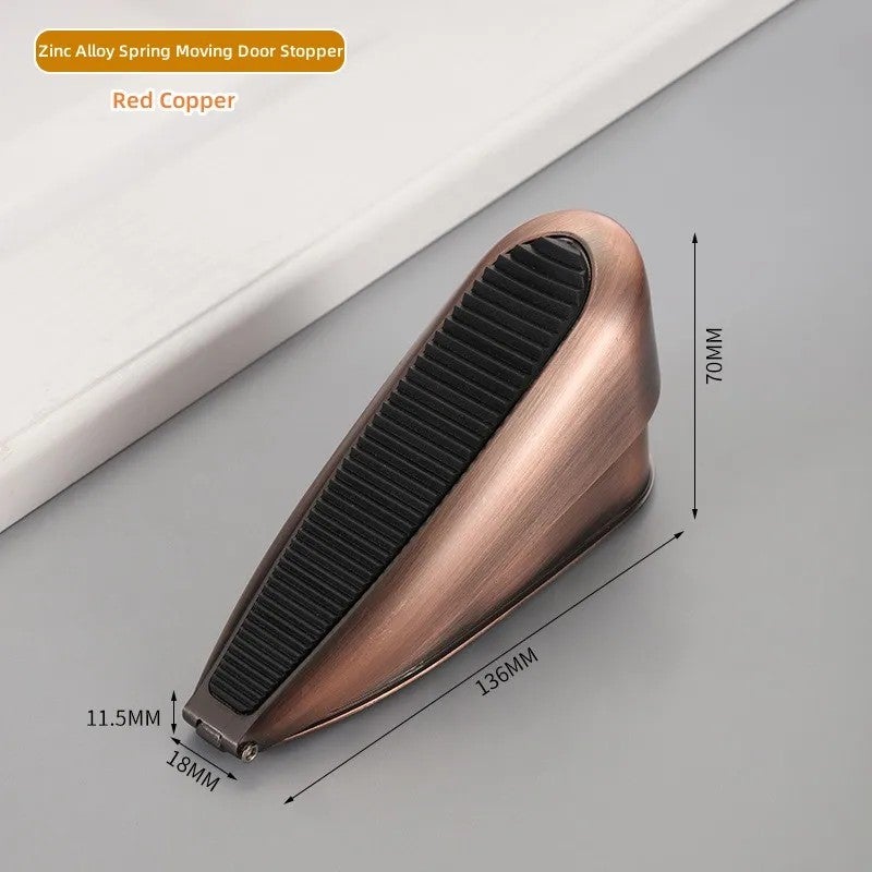 Bluejw Modern Non-Collision Spring Door Stopper - Punch-Free Door Wedge Holder, Non-Slip Thickened Black Rubber, Windproof Moving Door Stops-Tools - Image 1