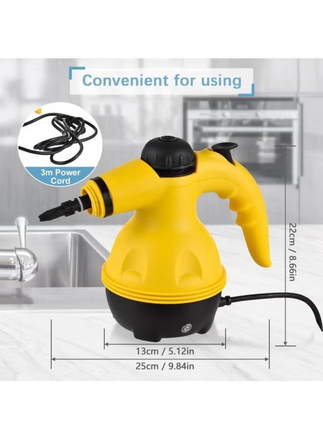 Multi-Purpose Steam Cleaner With High-Pressure Steam,Portable Handheld & Floor Cleaning System with 9 Accessories and Safety Lock,For Home,Kitchen,Upholstery,And Bathroom,Chemical-Free,Yellow - Image 2