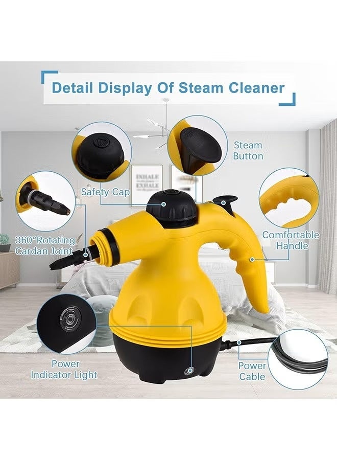Multi-Purpose Steam Cleaner With High-Pressure Steam,Portable Handheld & Floor Cleaning System with 9 Accessories and Safety Lock,For Home,Kitchen,Upholstery,And Bathroom,Chemical-Free,Yellow - Image 4