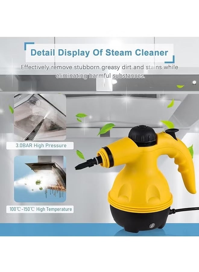 Multi-Purpose Steam Cleaner With High-Pressure Steam,Portable Handheld & Floor Cleaning System with 9 Accessories and Safety Lock,For Home,Kitchen,Upholstery,And Bathroom,Chemical-Free,Yellow - Image 3