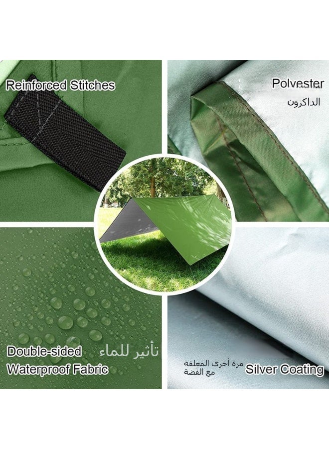 Generic 2.3x1.4m Rectangular Waterproof UV-Resistant Outdoor Tarp – Multi-Purpose Camping Tent Shelter, Beach Sunshade & Ground Mat (Green)  - Image 5