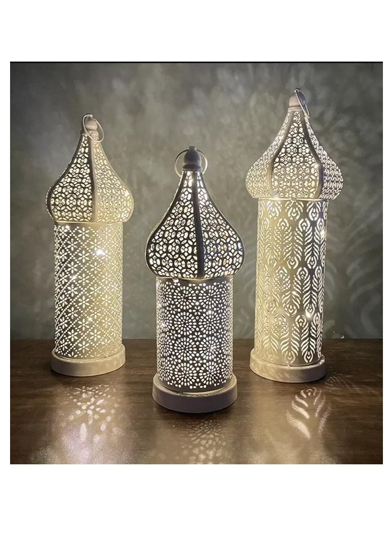 واي آند دي Ramadan Hollowed-out Led Lantern Iron Home Bedroom Living Room Decorative Lights - Image 2