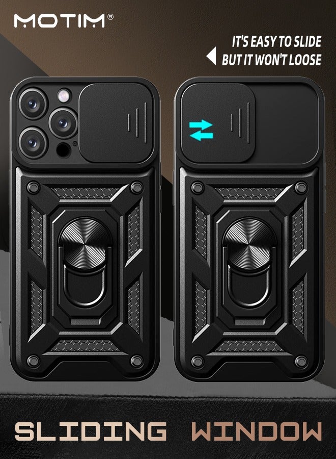 موتيم حافظة هاتف آيفون 15 برو ماكس، غطاء واقي مع غطاء كاميرا منزلق، غطاء هاتف لآيفون 15 برو ماكس مع حامل مغناطيسي لحامل السيارة وحامل حماية من الدرجة العسكرية للخدمة الشاقة - Image 2