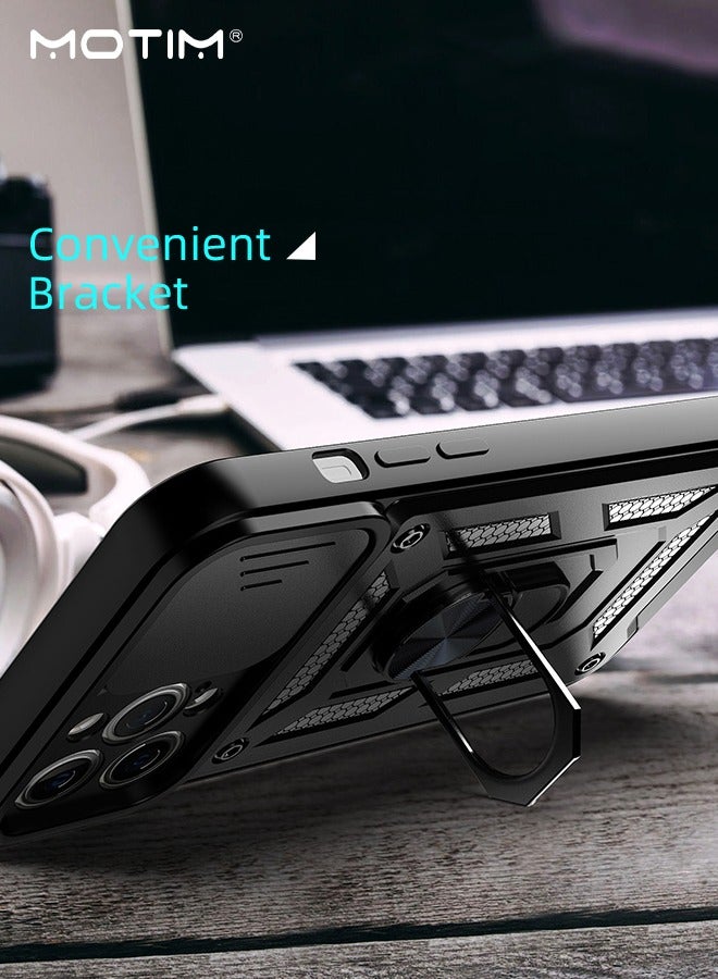 موتيم حافظة هاتف آيفون 15 برو ماكس، غطاء واقي مع غطاء كاميرا منزلق، غطاء هاتف لآيفون 15 برو ماكس مع حامل مغناطيسي لحامل السيارة وحامل حماية من الدرجة العسكرية للخدمة الشاقة - Image 3