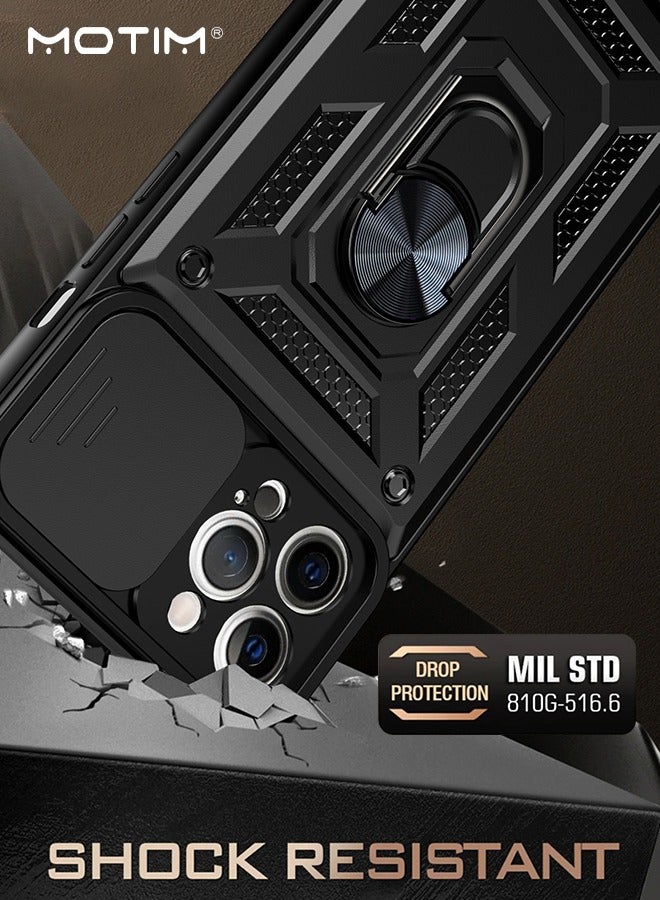 موتيم حافظة هاتف آيفون 15 برو ماكس، غطاء واقي مع غطاء كاميرا منزلق، غطاء هاتف لآيفون 15 برو ماكس مع حامل مغناطيسي لحامل السيارة وحامل حماية من الدرجة العسكرية للخدمة الشاقة - Image 5