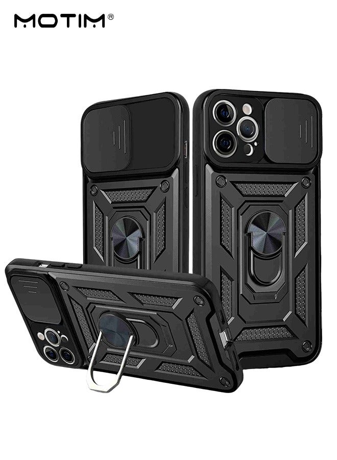 موتيم حافظة هاتف آيفون 15 برو ماكس، غطاء واقي مع غطاء كاميرا منزلق، غطاء هاتف لآيفون 15 برو ماكس مع حامل مغناطيسي لحامل السيارة وحامل حماية من الدرجة العسكرية للخدمة الشاقة - Image 1