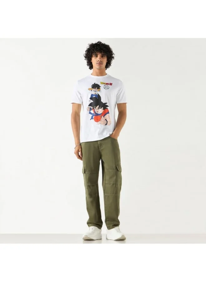 SP Characters Dragon Ball Z Print T-shirt with Crew Neck and Short Sleeves