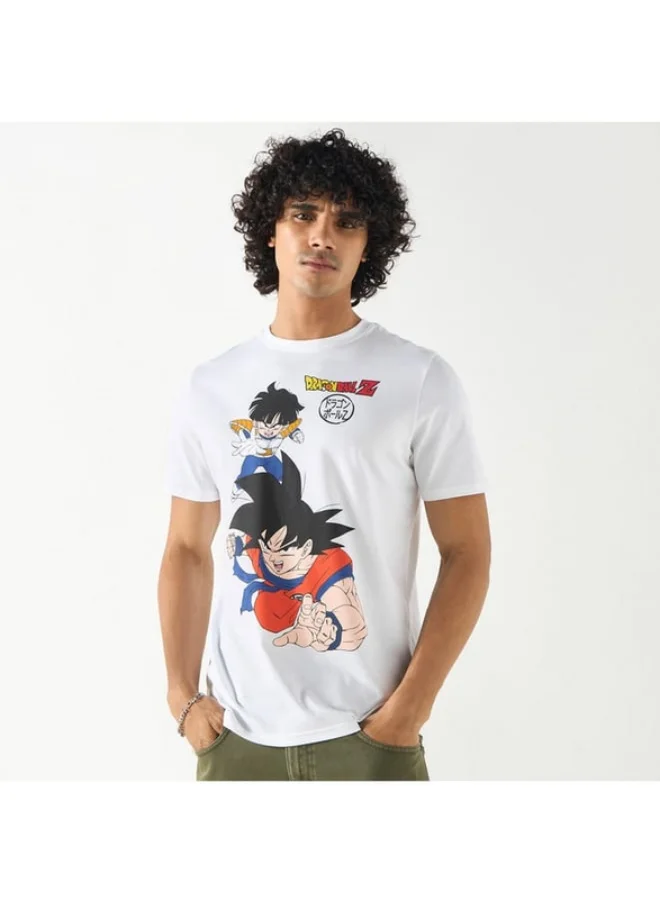 SP Characters Dragon Ball Z Print T-shirt with Crew Neck and Short Sleeves