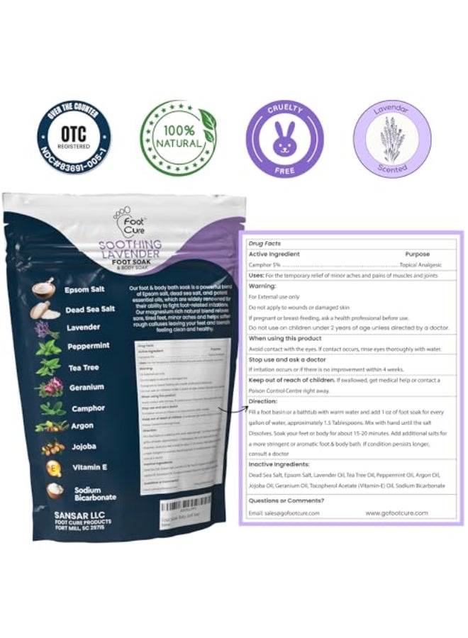 FOOT CURE Tea Tree Oil Soothing Lavender Foot Soak with Epsom Salt Best Toenail Treatment Softens Calluses Soothes Sore Tired Feet Foot Odor Scent Spa Pedicure 16 oz Pack of 2 - Image 3