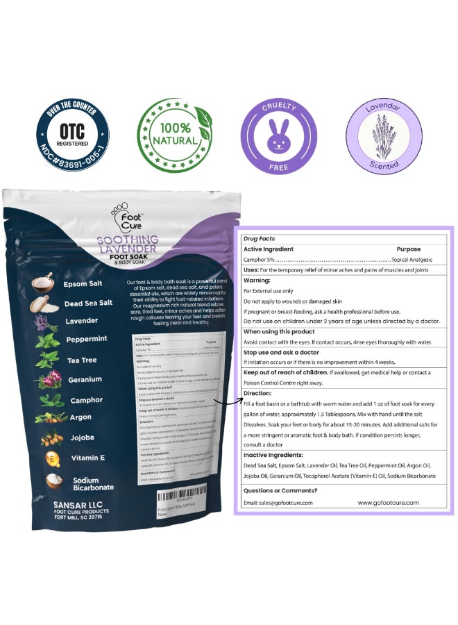FOOT CURE Tea Tree Oil Soothing Lavender Foot Soak with Epsom Salt Best Toenail Treatment Softens Calluses Soothes Sore Tired Feet Foot Odor Scent Spa Pedicure 16 oz Pack of 2 - Image 4