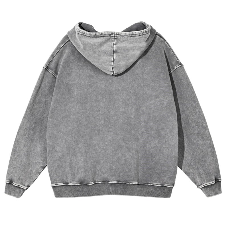 SnowElve Mens Zip Up Hoodie Women Full Zip Hoodies Vintage Acid Wash Oversized Sweatshirts Hooded Sweatshirt Streetwear(Grey,S) - Image 2