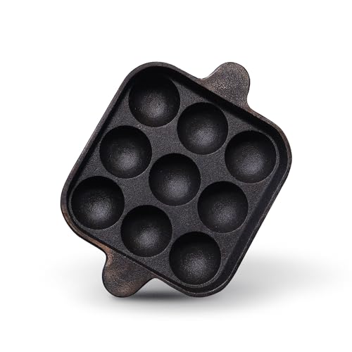 Kichera Cast Iron Appam Pan | Nonstick 9-Cavity Appam Maker | 9.8 Inch, 1.8kg | Induction Friendly - Image 1
