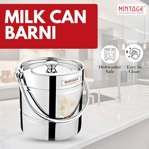 Mintage Milk Barni 9 Liters Stainless Steel Container | Storage Barni | Dolu Jar Ghee Dolchi | Strong Safe Durable Multipurpose Kitchenware Daily Use Platinum Laser Design - Image 5