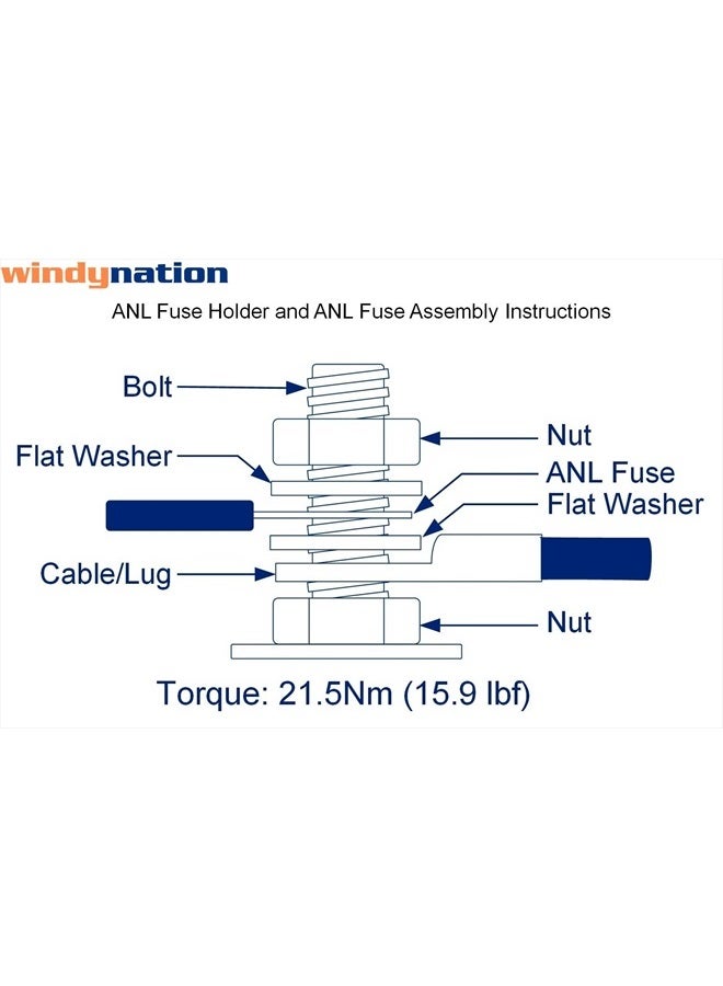 WindyNation ANL Fuse Holder + ANL Fuse (2pcs 150A Fuse) - Image 3