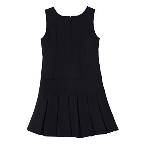 Bienzoe Girls School Uniform Jumper: Stretch Pleated Durable Kids Knee Length Sleeveless Dress Black 4 - Image 3