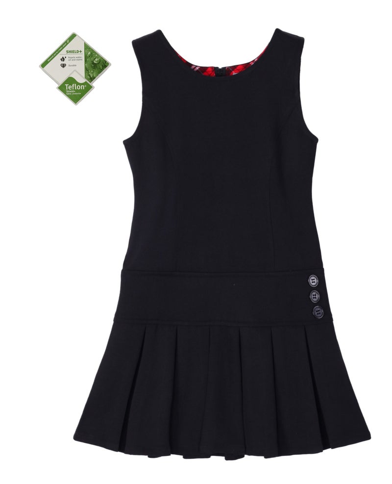 Bienzoe Girls School Uniform Jumper: Stretch Pleated Durable Kids Knee Length Sleeveless Dress Black 4 - Image 2
